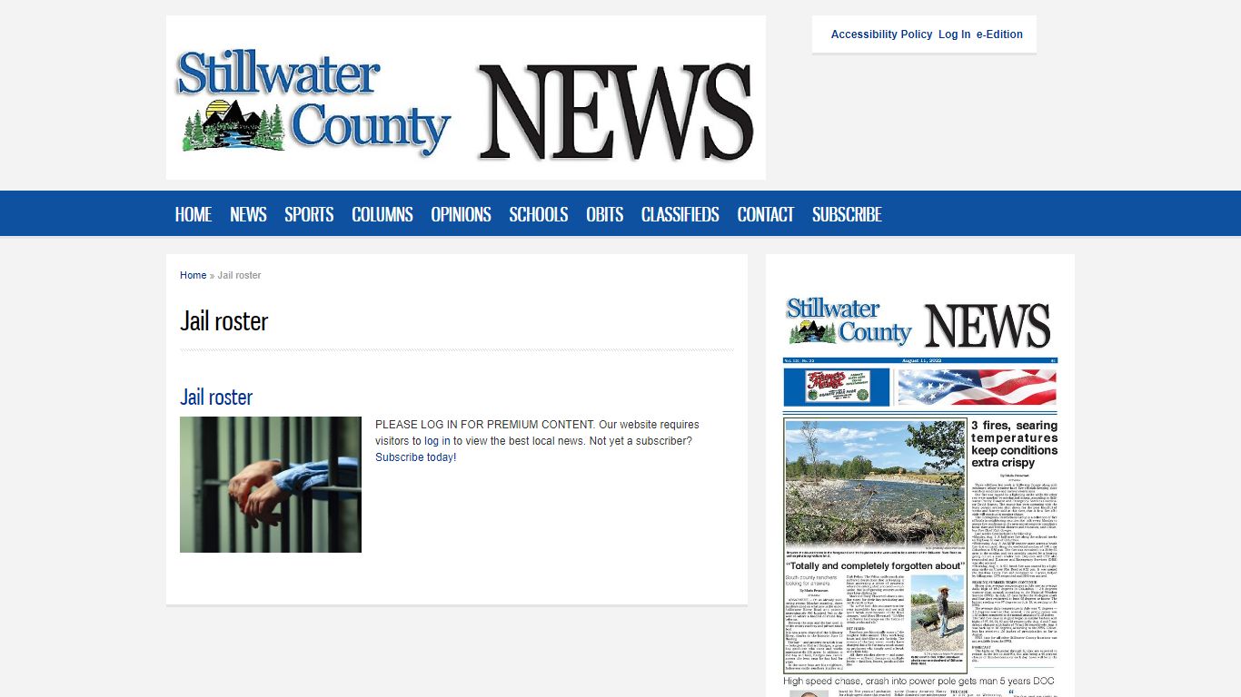 Jail roster | Stillwater County News